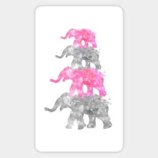 Pink and Grey Elephant Family Watercolor Painting Sticker